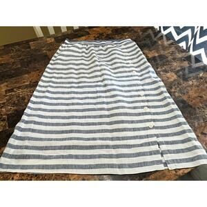 J. Jill Blue and White Striped Midi Skirt